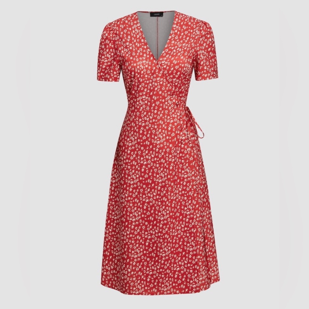 Cider Red Floral Midi Dress